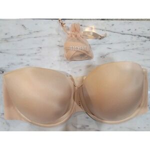 Victoria's Secret Bra 36DD Tan BIOFIT Multiway Strapless Or Includes Straps